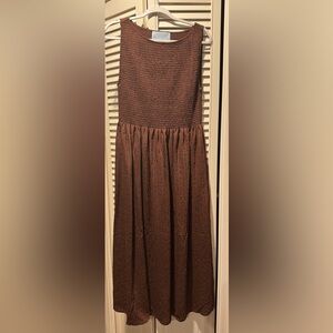 Hill House Cosima Nap Dress - Chocolate Tonal Seersucker Dress